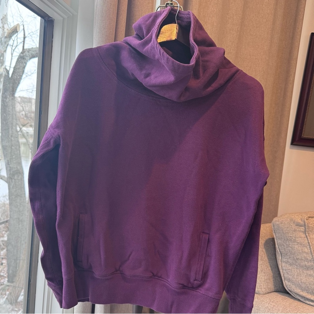 ZYIA Plum Purple Oh So Soft Fleece Lined Hoodie Oversized Cowl Neck Size Large